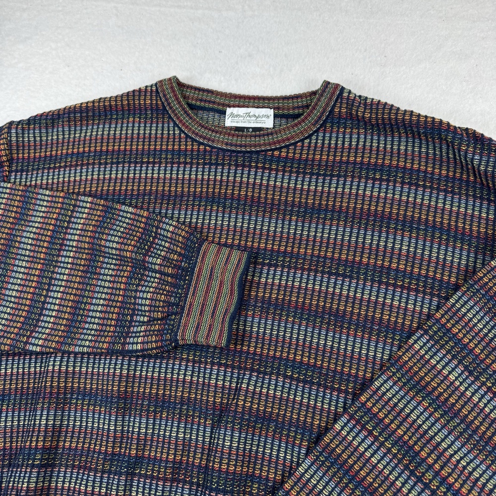 Norm Thompson Sweater Mens Size L Multicolor Striped Knit Crew Pullover Canada